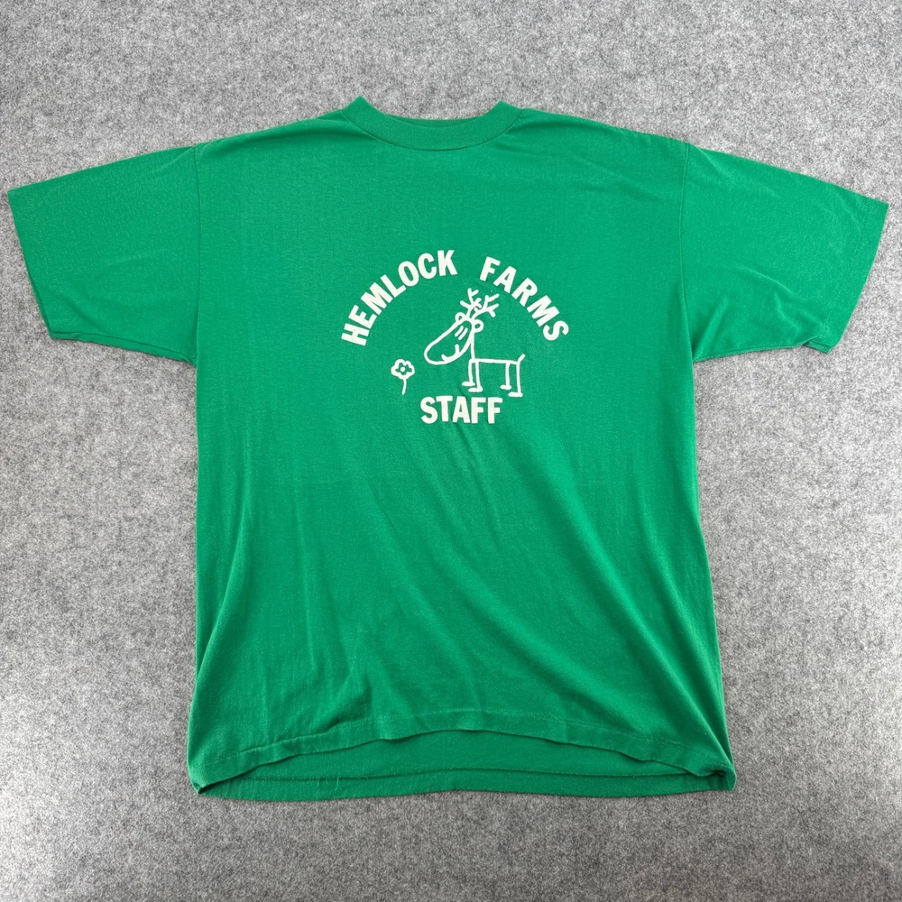 Sportswear T Shirt Mens XL Hemlock Farms Staff Green Single Stitch Graphic USA
